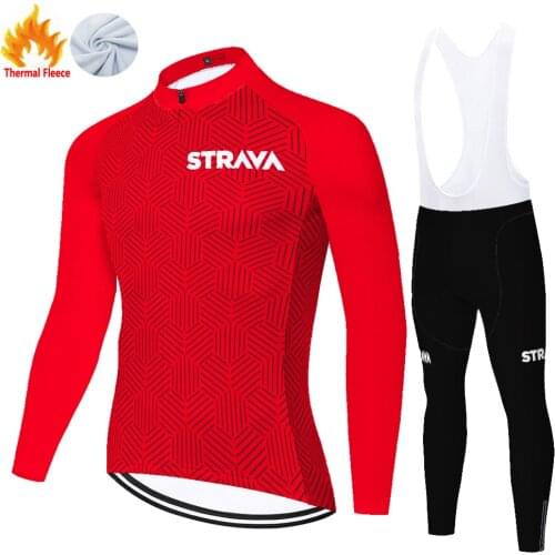 ProTeam Strava cycling jersey 2021 20D gel pad Winter Thermal Fleece bike clothes cycling jersey long sleeve bike pants suit
