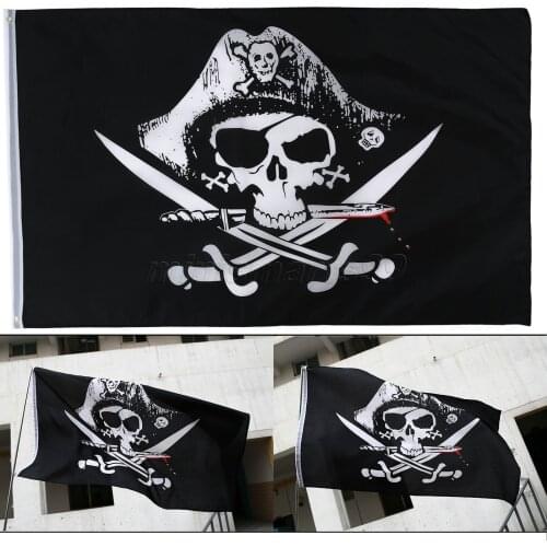 Home Decoration Flags Skull and Crossbones Sabres Swords Jolly Roger Pirate Flags w/ Grommets Decor Flags and Banners 150X90cm