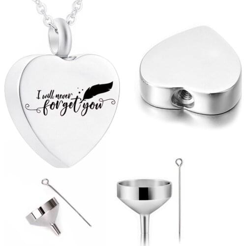 Cremation Jewelry Heart Pendant Stainless Steel Urn To Commemorate The Dead Relatives/Pets With Filling Kit And Gift Velvet Bag