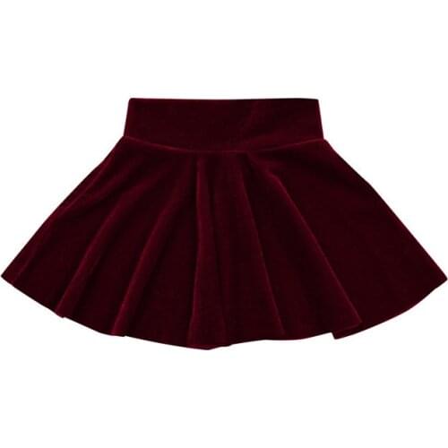 Toddler Baby Girl Skirts High Waist Velvet Solid Color Princess Spring Pleated Skirts