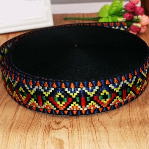 ZAKKA 2" 5cm 10METER Straps Ribbon Color Totem Woven Jacquard Ribbon with National Embroidery Ribbon trim DIY belt accessories