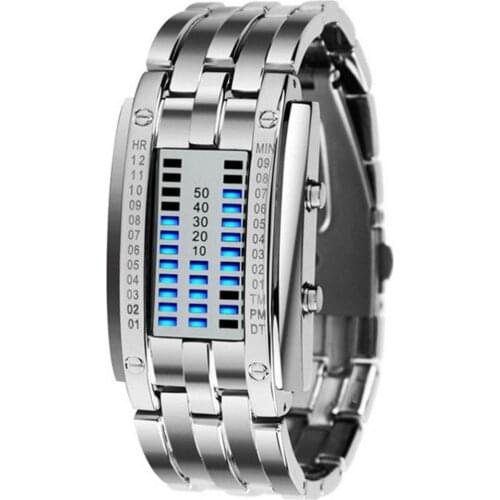 Iron Face Knight Binary Led Watch Two Vertical Row Double Row Light Watch Lava Electronic Watch HOT SALE Dropshipping