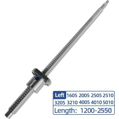 1PC Left-Handed Ball Screw 1605/2005/2505/2510/3205/3210/4005/4010/5010 Length is 1200-2550mm + Single Left-Handed Nut