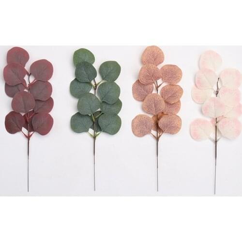 1PC Green Simulation Eucalipto Single Artificial Eucalyptus Leaf Fake Plants Branch for Wedding Shooting Prop Home Foliage Decor