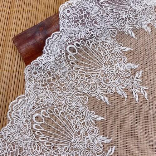 1Yard White Black Embroidered Lace Trim Fabric Craft Supplies DIY Sewing Lace Ribbon Guipure Dress Clothes Decoration 24.4cm