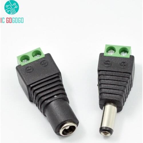10pcs 5.5*2.1mm Adapter Male Female Head Connector DC Power Supply To Terminal Plug Jack Free-solder 2.1 x 5.5 DIY