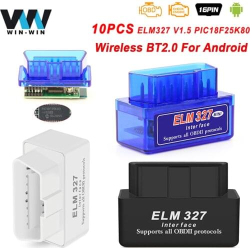 10pcs ELM327 V1.5 with PIC18F25K80 Chip Wireless BT2.0 OBD2 Auto diagnostic For Android ELM 327 V 1.5 OBD OBD2 Car Scanner Tool