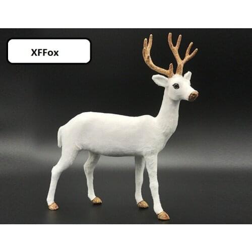 Big simulation turned deer model plastic&furs white deer doll home decoration gift about 35x36cm xf2703