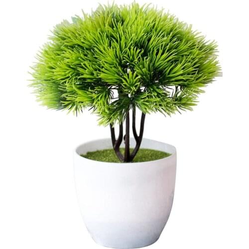 Artificial Big Pine Green Branch Simulation Leaves Plant Welcoming Pine Bonsai Accessories Home Decoration Plant Fake Flower