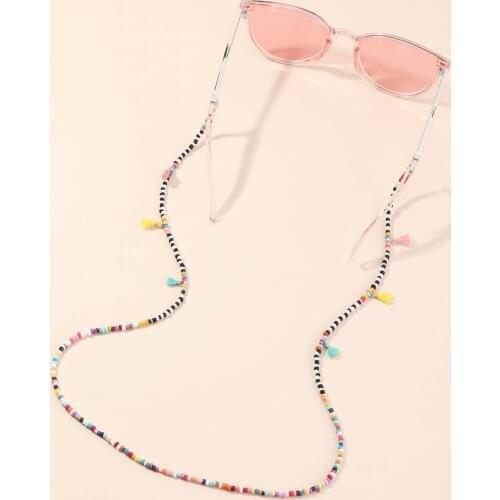 Fashion Bohemian Rice Beads Colorful Beaded Eyeglasses Chain Mask Holder Neck Handmade Sunglasses Eyewear Hanging Party Jewelry