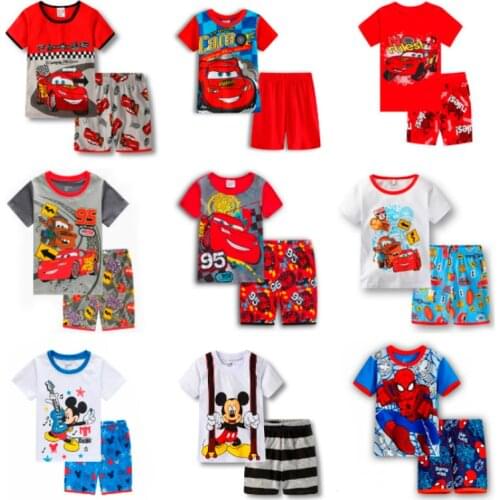 Kid Pajamas Set Cartoon Pixar Cars Lightning McQueen Mickey Baby Boy Girl Clothes Summer Childrens Sleepwear Pyjamas Pijamas Set