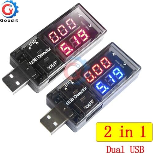 Dual USB port Current Voltage Charging charger Detector Tester Battery Voltmeter Ammeter Charger Doctor Red Blue