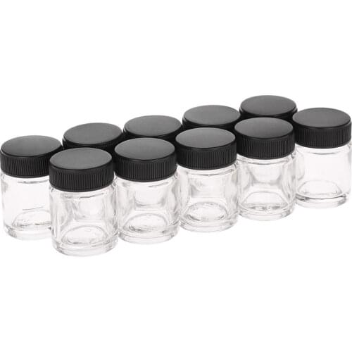 10PCS 3/4oz 22cc Glass Airbrush Bottles Air Brush Painting Jars Makeup Model Tattoo Spray Gun Tool Accessories Paint Container