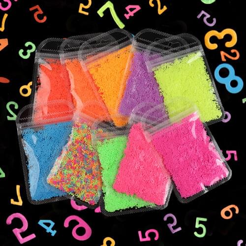 Fluorescent Arabic Numerals Sequins Nail Charms Neon Glitter Flakes Nails Design Nail Art Accessories Summer Manicure Decoration