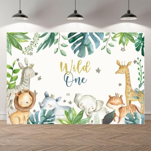 Seekpro Wild Safari Forest Animals Elephant Baby Shower First One Year Boys Girl Birthday Party Photography Backdrop Background