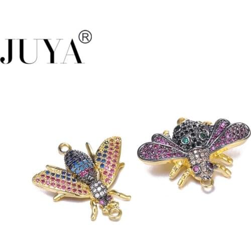 Fashion Diy Jewelry Findings Hand Made Colorful Gem Insect Charms Butterfly BumbleBee Connectors For Bracelets Earrings Making