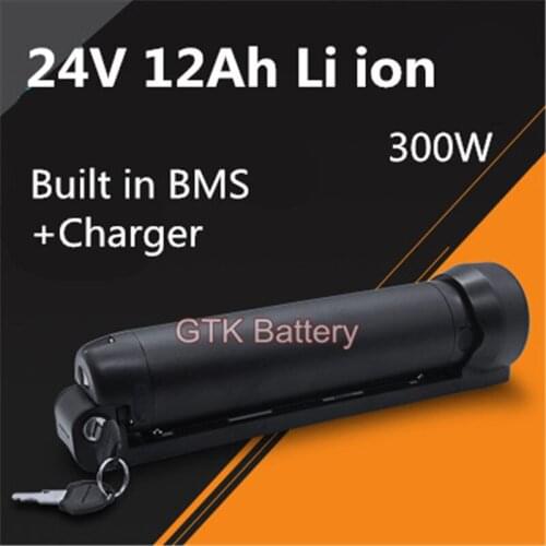 Mountain bike 24V 12Ah Lithium Battery Electric bicycle Water Bottle Battery With Charger USB Kettle Holder For 500W 300W Motor