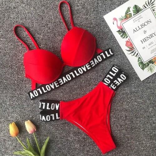 Red Biquini 2019 Push Up Bikini Set Swimming Suit For Women Sexy Support Swimsuit Swimwear Women Bathing Suit Maillot De Bain