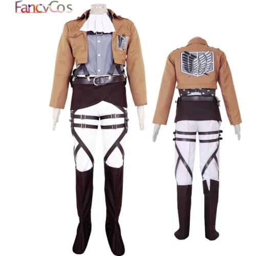 Anime Attack on Titan AOT Shingeki no Kyojin Levi Jacket Survey Corps Wings of Liberty leather Cosplay Costume Game Japanese