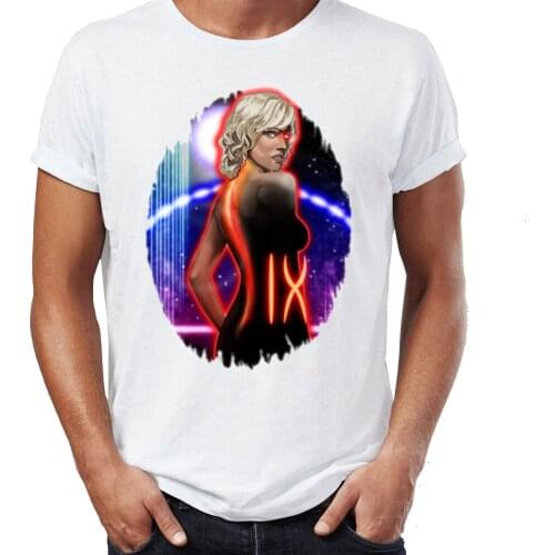 Summer Mens T-shirt Battlestar Galactica Number Six 6 Comic Superhero Movie Funny Nerdy Tshirt Tees Tops Harajuku Streetwear