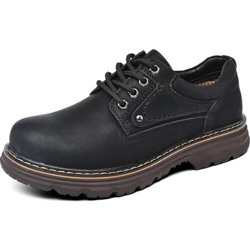 Brand Genuine Leather Mens Shoes High Quality Outdoor Platform Non-slip Hard-Wearing Work Tooling Shoes Men Martin Casual Shoes