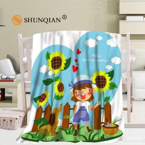 Custom Sunflower Cartoon Blanket Soft DIY Picture Decoration Bedroom Size 56x80Inch,50X60Inch,40X50Inch A7.10