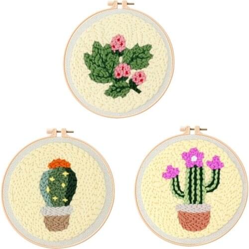 Plant Punch Needle Embroidery Kit Beginner Punch Needle Kit Cross Stitch Handcraft Wall Painting Home Decor English Manual
