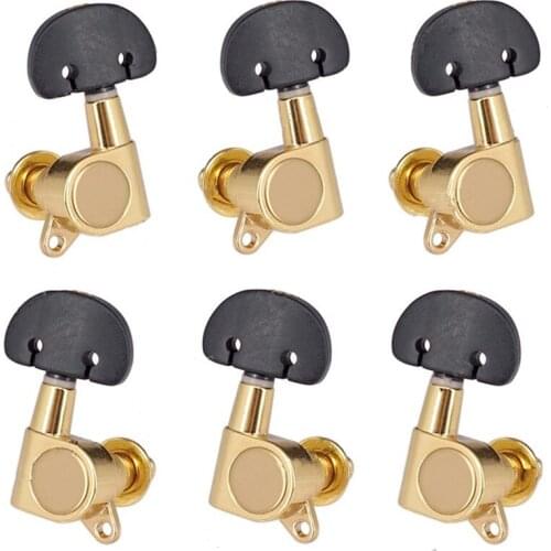 A set of 6Pcs Black Retro Big Semicircle Button Sealed-gear Tuning Pegs Tuners golden Machine Heads for Electric Acoustic Guitar