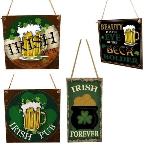 2021 New St. Patricks Day Wooden Ornaments Green Hanging Signs Festival Ornaments Green Ornaments Home Decoration