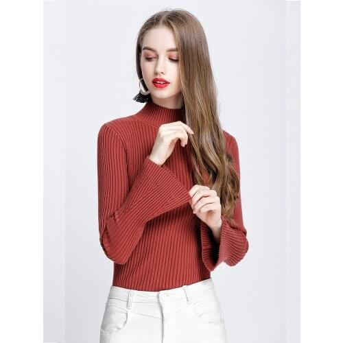 Autumn Winter Solid Woolen Pullovers Casual Turtleneck Long Sleeve Warm Female Women Pullovers Long Sleeve