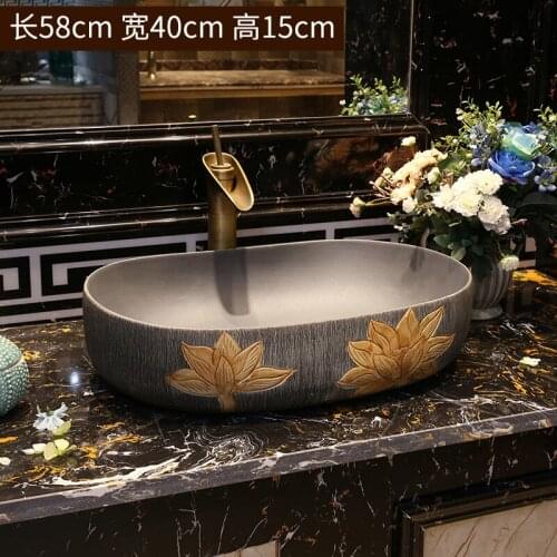 Oval Europe Vintage Style Ceramic Art Basin Sinks Counter Top Wash Basin Bathroom Vessel Sinks wash basin bathroom sinks