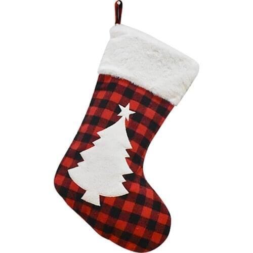 Red Stocking Elk Snowflake Gift Bags Christmas Embroidery Socks Xmas Pendant For Merry Christmas Fireplace Decor For Home