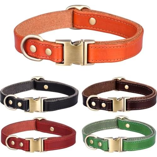 Durable Pet Dog Collar Adjustable Pet Puppy Cowhide Collars for Small Medium Large Dogs Pet Dog Neck Decoration Accessories