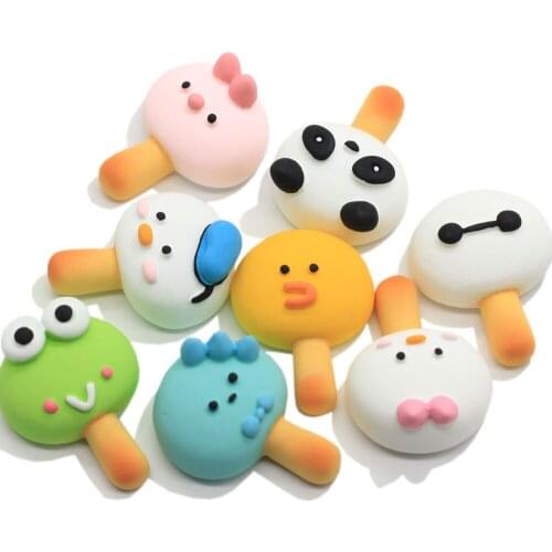 Resin Cartoon Animals Biscuit Lollipop Miniature Dollhouse Food For Phone Case Hair Clips Slime DIY