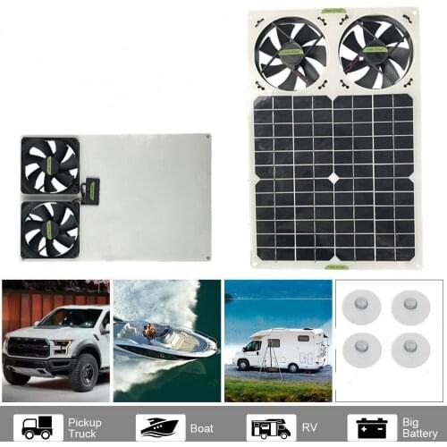 40W Solar Exhaust Fan Air Extractor Solar Panel Mini Ventilator Fan Solar Power Supply for Dog Chicken Coop Greenhouse RV Roof