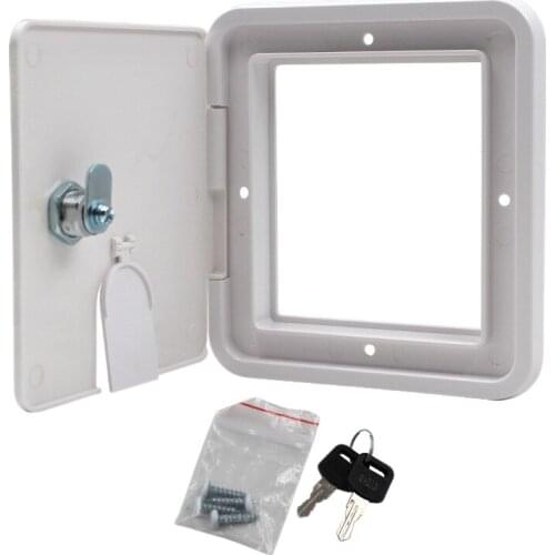 RV Heavy Duty Electric Cable Hatch Camper Power Cord Protect Cover with 2 Keys W 5.94 Inch, H 6.54 Inch