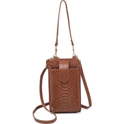 2021 New Design Crocodile Pattern Crossbody Mobile Phone Bag Snake Pattern Women Shoulder Bag Purse Wallets With Strap
