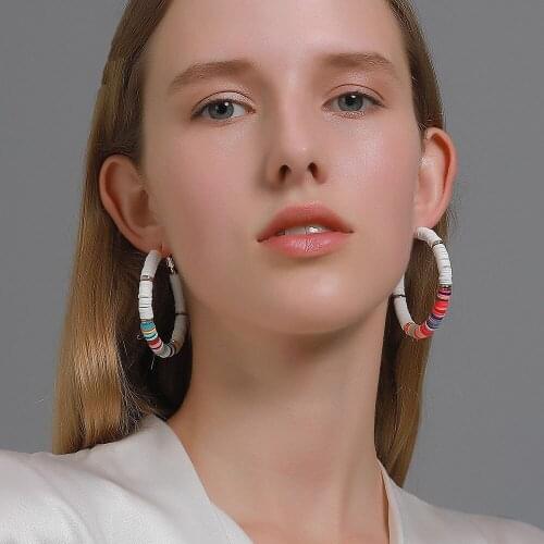 Boho Style Clay Earrings for Women 2020 Simple C-shaped Colorful Circle Handmade Soft Clay Earrings Hoop Fashion Jewelry New