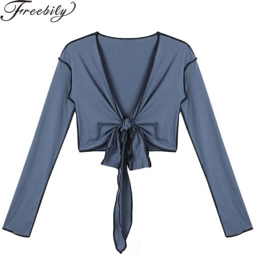 Women V Neck Bandage Crop Tops Female Fashion Shirt Cardigan Girls Jazz Sexy Club Street Dancing Stage Performance Wear Costume