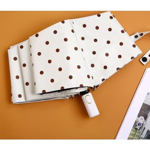 Black Coating Creative Three-Folding Automatic Umbrella Rain Women Factory Direct Sale High Quality Fashion Lady Portable Paraso