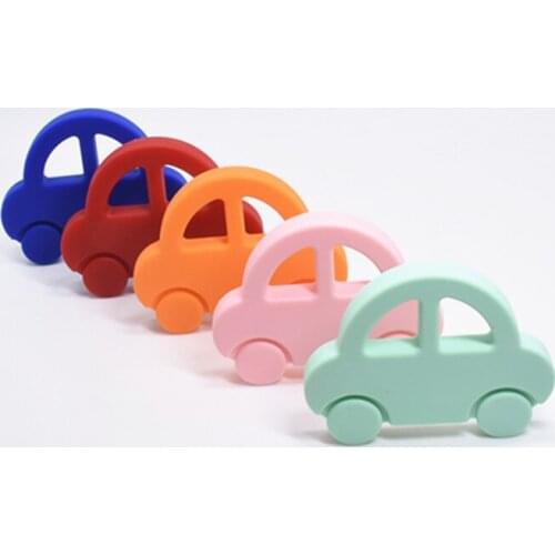 10 PCS Silicone Teether Cartoon Car Baby Rattles Toys Play Gym Accessories BPA Free Food Grade Boys and Girls Soft Baby Teether