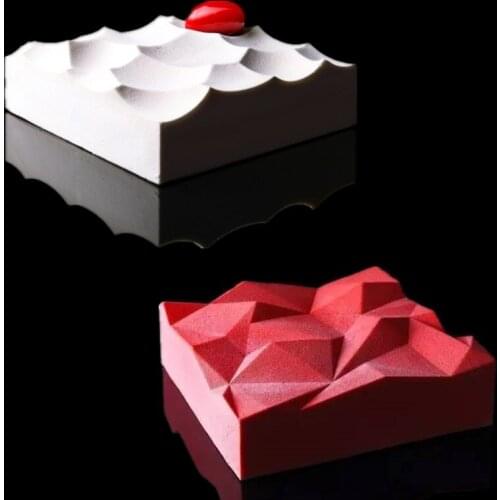 2PCS TRIANGULATION Lava 3D Mousse Cake Moulds For Ice Creams Chocolates Cake Mold Pan Bakeware Accessories Geometric shapes