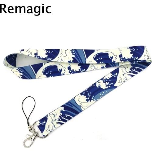 20pcs Vintage Kanagawa Hokusai Wave Lanyard for Key Phone Cool Neck Lanyard for Camera Whistle ID Badge Cute webbing ribbons