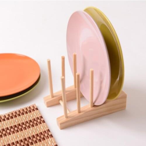 3/4/5/7 Slots Plate Drainer Wooden Dish Rack Kitchen Plate Drying Holder Book CD Picture Display Stand Desk Storage Stand