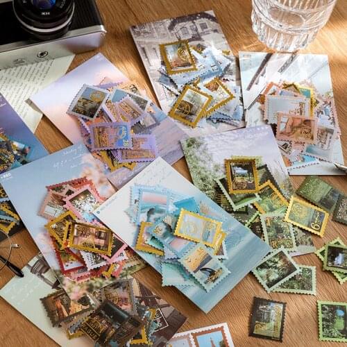 40Pcs/Bag Vintage Stamp Series City Rose Journal Decorative Stickers Scrapbooking Stick Label Diary Album Stickers