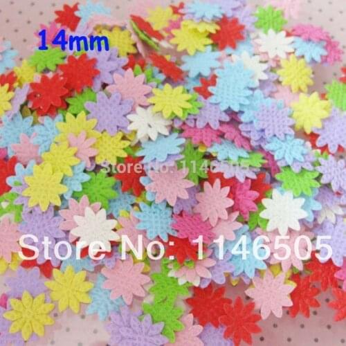 400pcs/lot Mixed Cute Flower 14mm Felt Appliques for DIY Sewing Supplies craft accessorie Sew-On scrapbooking products