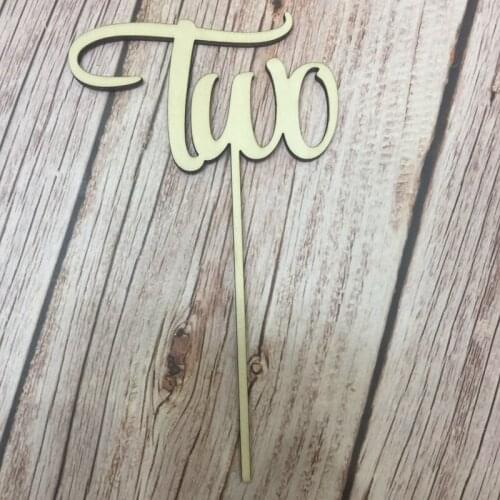 5pcs laser cut out number TWO wood number baby shower cake topper