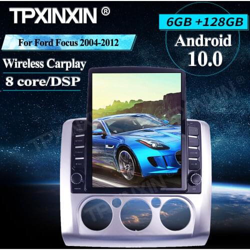 6+128G Tesla Style For Ford Focus 2004-2012 Car Multimedia Player Android WIFI Carplay Stereo Receiver Radio Car GPS Navigation