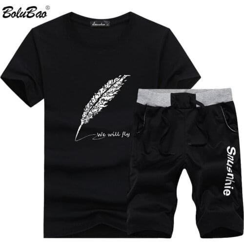 BOLUBAO Men Casual Tracksuit Clothing Men Short Sleeve T-Shirt Shorts Quick Drying Suit Sportswear Summer 2 Piece Set Male