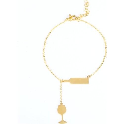 Wine Glass Bracelet Bangle Jewelry Stainless Steel Beer Glass Design Charm Bangles for Women fashion Accessories luxury Gift